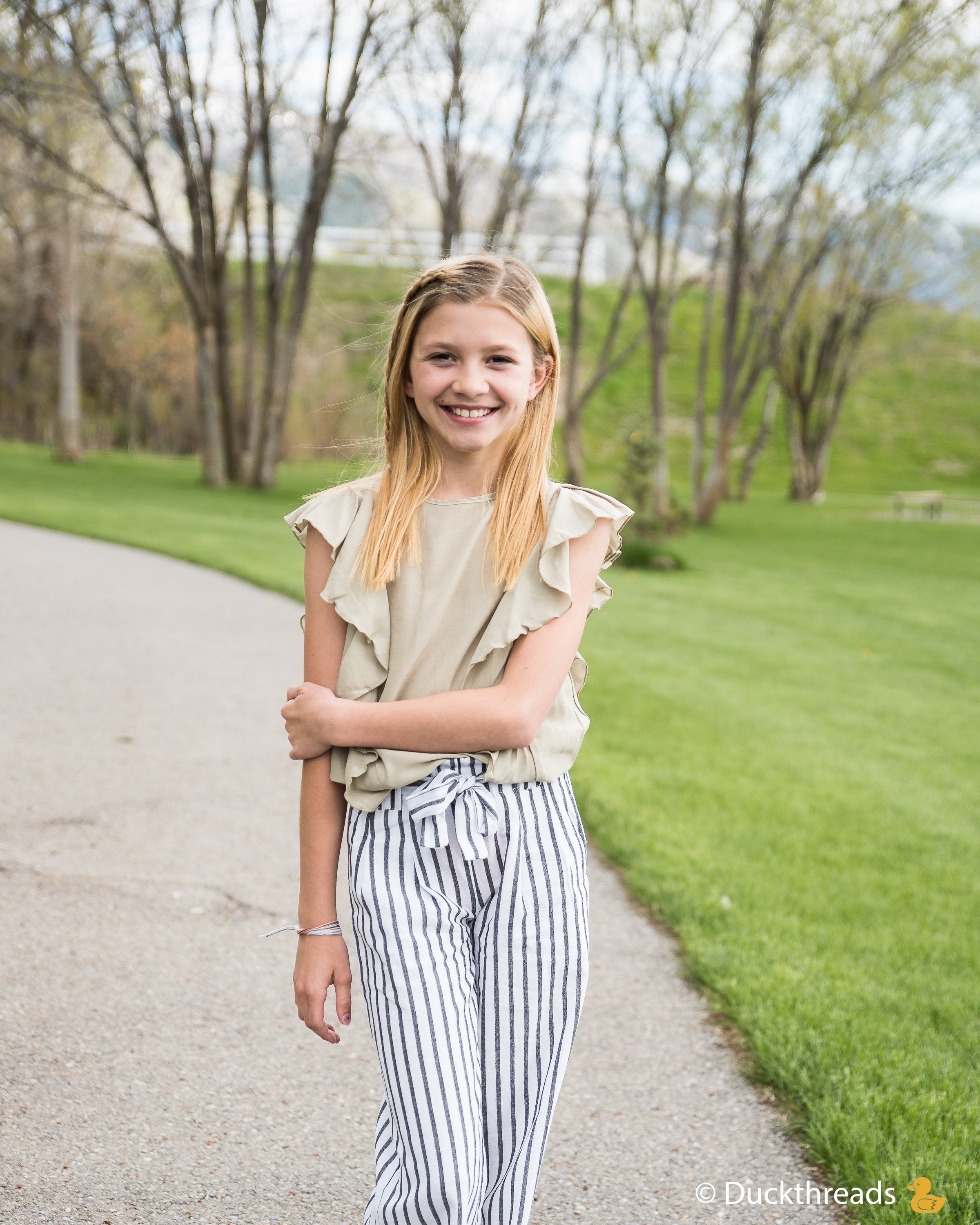 Side Flutter Top in Sage