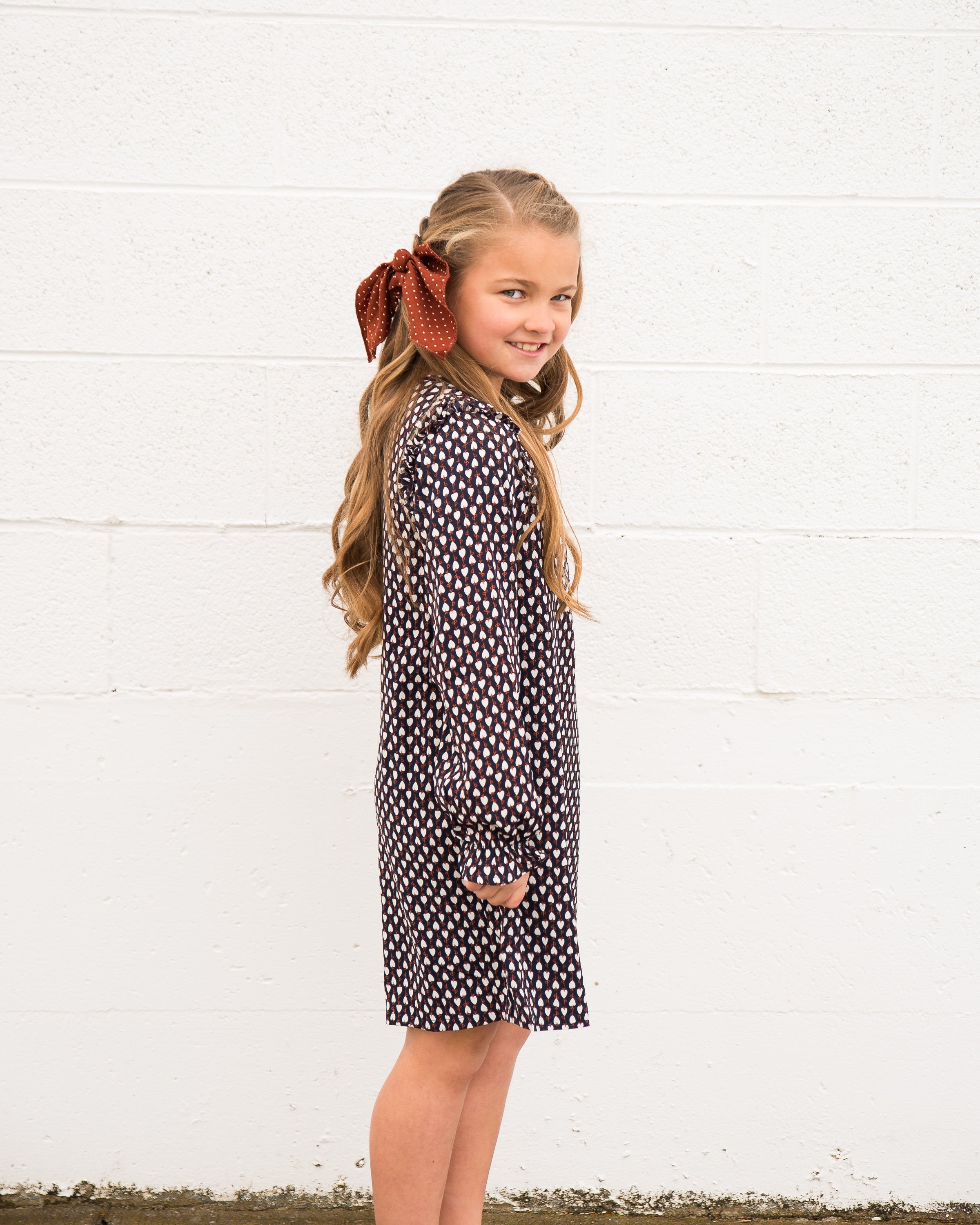 Geometric Print Shift Dress for Little Girls