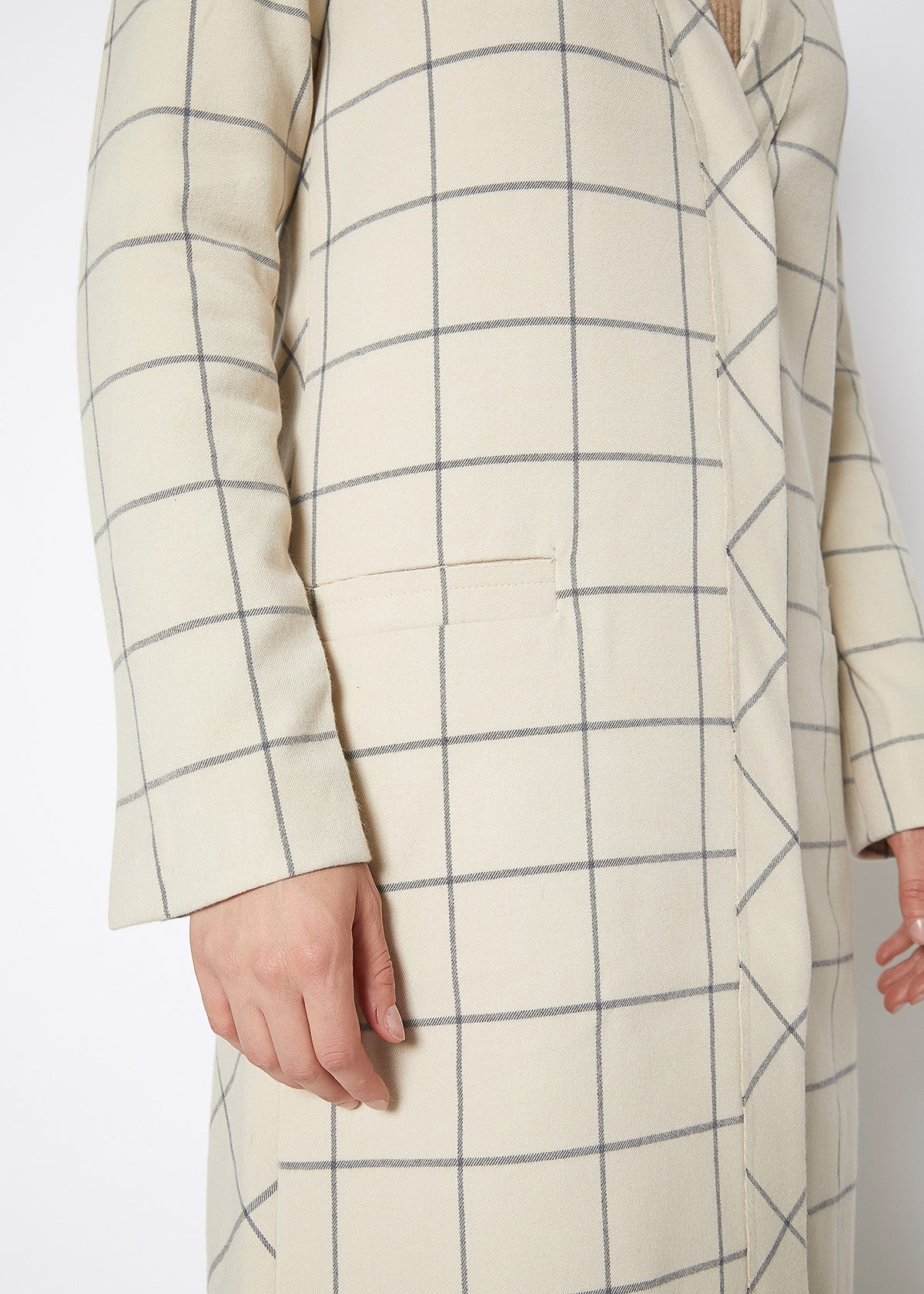 Women's Window Pane Plaid Longline Coat