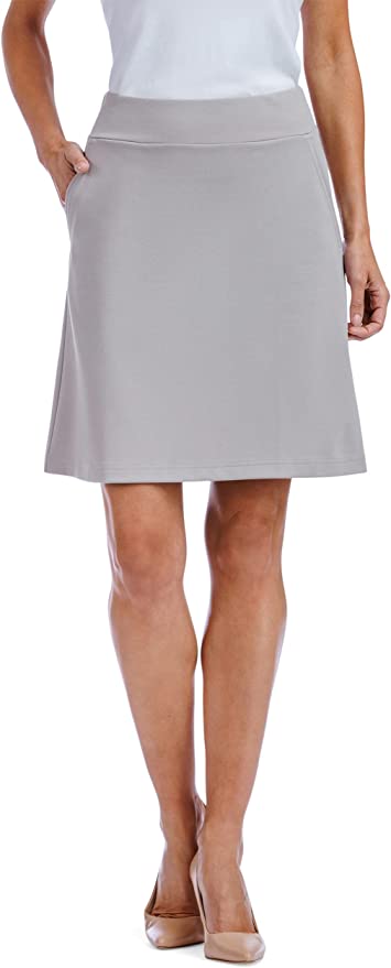 Women's Ecofabric Ponte Stretch A-Line Skirt with Side Pockets