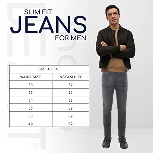Slim Fit Jeans Men -14" Leg Opening Men's Jean -Black & Blue Slim-Fit Jeans for Men