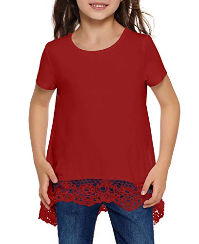 Girls Casual Tunic Tops Short Sleeve Loose Soft Blouse T-Shirt for 4-13 Years