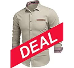 Men's Casual Dress Shirt Button Down Shirts Long-Sleeve Denim Work Shirt