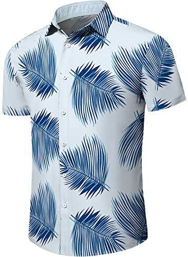 Men's Hawaiian Shirt Short Sleeves Printed Button Down Summer Beach Dress Shirts