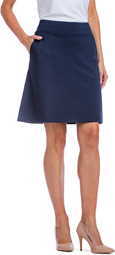 Women's Ecofabric Ponte Stretch A-Line Skirt with Side Pockets