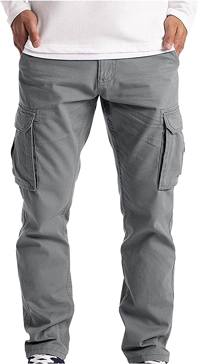 Cargo Pants for Men Stretchy Work Baggy Trousers Straight Leg Sweatpants Fishing Hiking Slacks