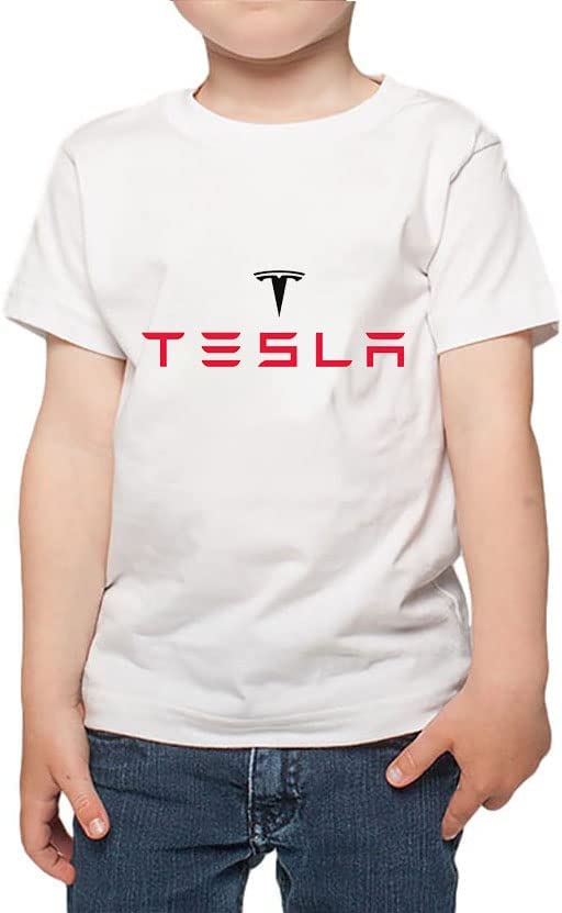 Boys Teslas Tops Neck Short Sleeve T Shirts Kids Top Spacexs Children Teenager for Boys Shirts Tee Size 5-13t