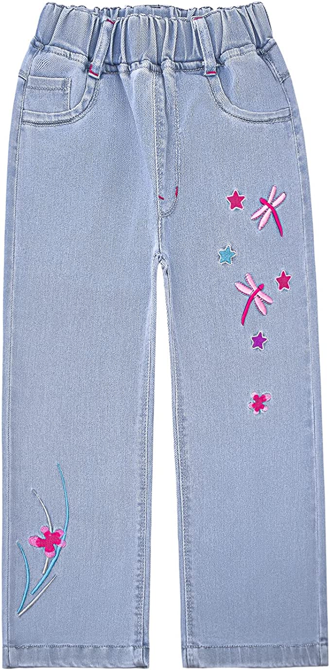 2-10 Years Little&Big Girls Embroidery Super Stretchy Jeans Denim Leggings