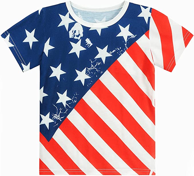 4th of July Shirts for Boys Toddler American Flag T-Shirt Independence Day Fourth of July Tops Tees for Kids Boys 2t-7t