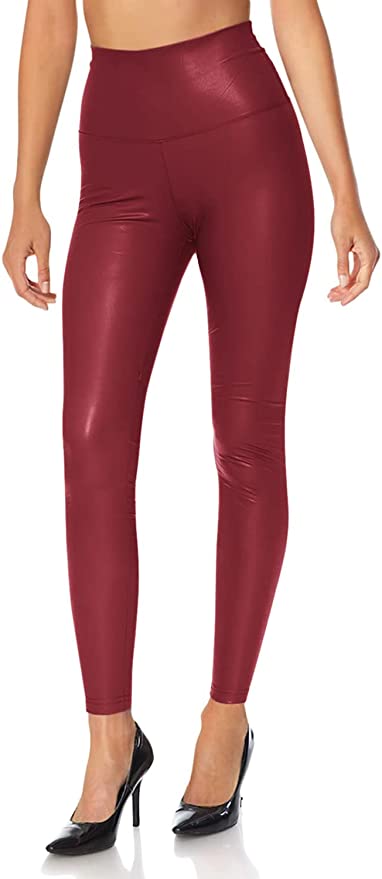 Women's High Waist Comfy Faux Leather Leggings Tights Stretchy Pleather Pants