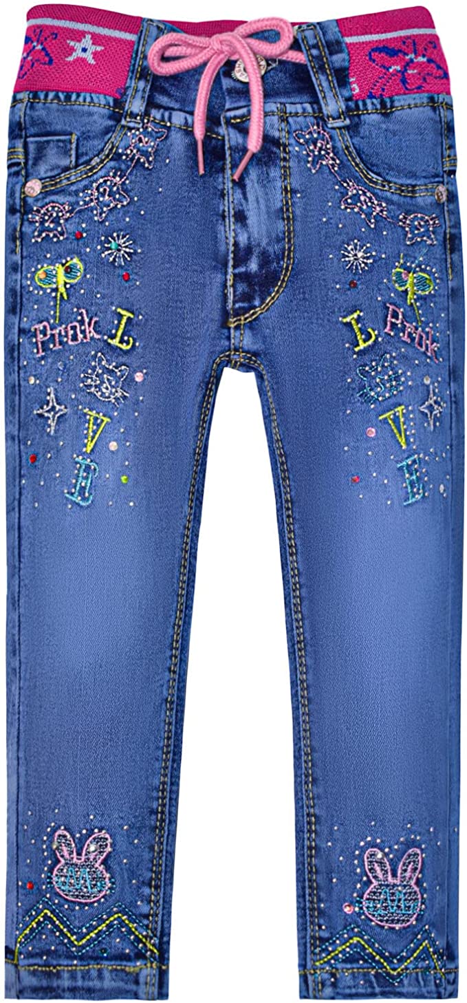 2-10 Years Little&Big Girls Embroidery Super Stretchy Jeans Denim Leggings