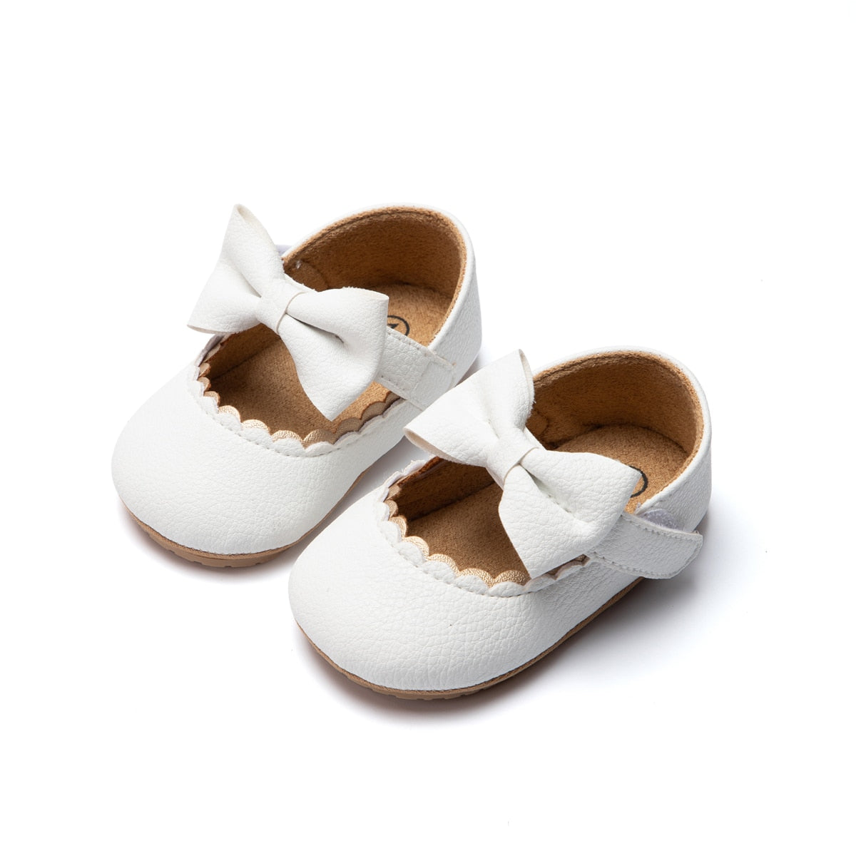 KIDSUN Baby Casual Shoes Infant Toddler Bowknot Non-slip Rubber Soft-Sole Flat PU First Walker Newborn Bow Decor Mary Janes - Rocket Family Shopping