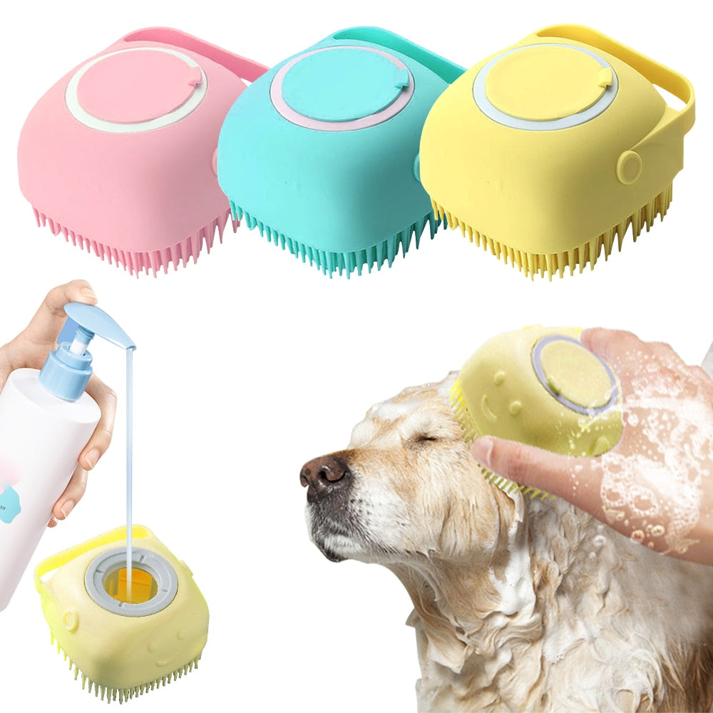 Soft Silicone Dog Brush Pet Shampoo Massager Bath Brush Bathroom Puppycat Washing Massage Dispenser Grooming Shower Brush - Rocket Family Shopping