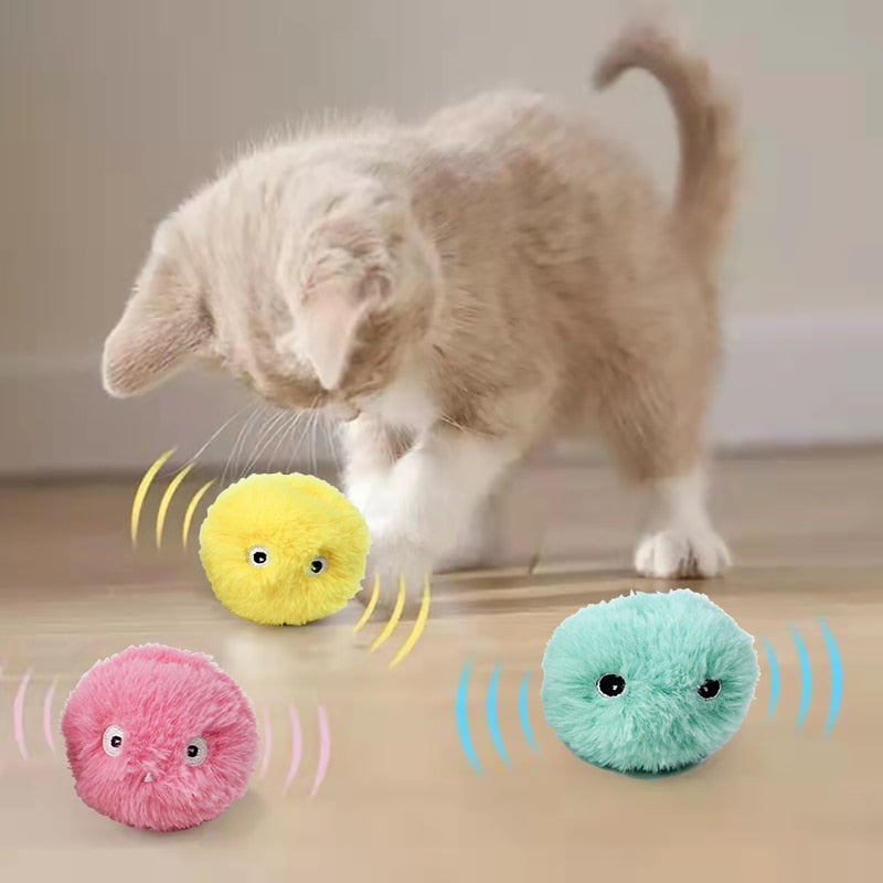 Smart Cat Toys Interactive Ball Plush Electric Catnip Training Toy Kitten Touch Sounding Pet Product Squeak Toy Ball Cat Supplie - Rocket Family Shopping